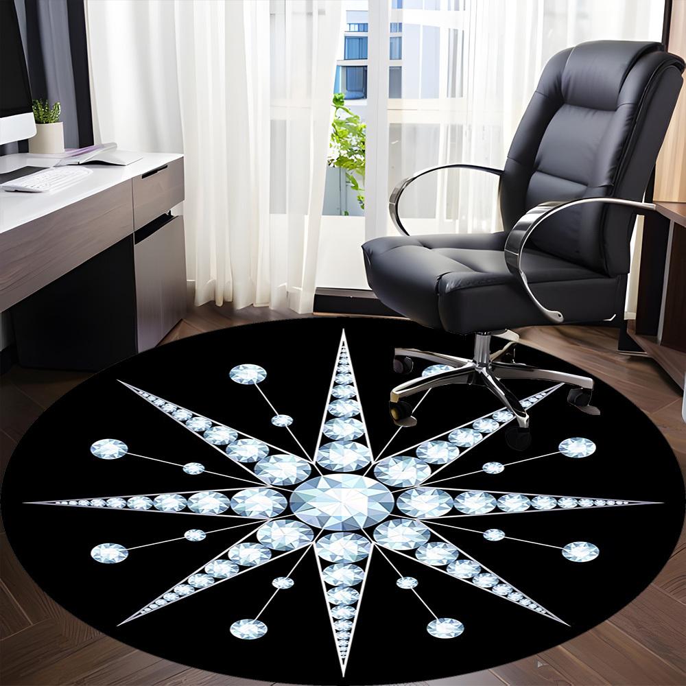1pc Diamond Star Office Round Rug, Carpet for Office, Gaming, Lightweight Round Floor Mat Yy260205014