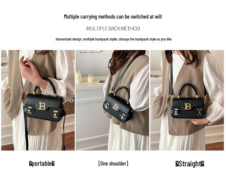 Elegante Retro Strukturierte Quadratische Umhängetasche mit Überschlag mit Schloss