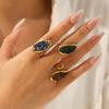 French vintage natural stone ring for women, non-fading titanium steel jewelry, versatile niche open ring