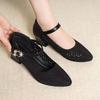 Summer Breathable Single Shoes Sandals Female Mid-heeled Sandals Mesh Sandals Cave Shoes Hollow Breathable Single Shoes Thick with Soft Bottom Shoes