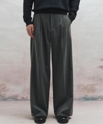 BIG UNION Striped Wide Pants (Gray)
