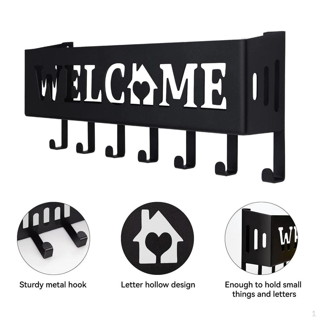 Schlüsselhalter zum Aufhängen mit 7 Haken, Schrauben und Dübel für die Haustür, Büro, Garage