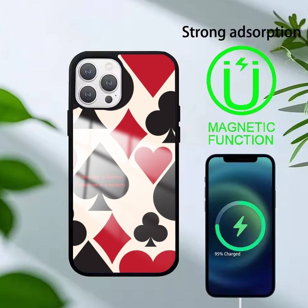 p-poker Phone Case For iPhone17,16,15,14,13 Plus,Pro Max Magnetic For Magsafe Wireless Charging