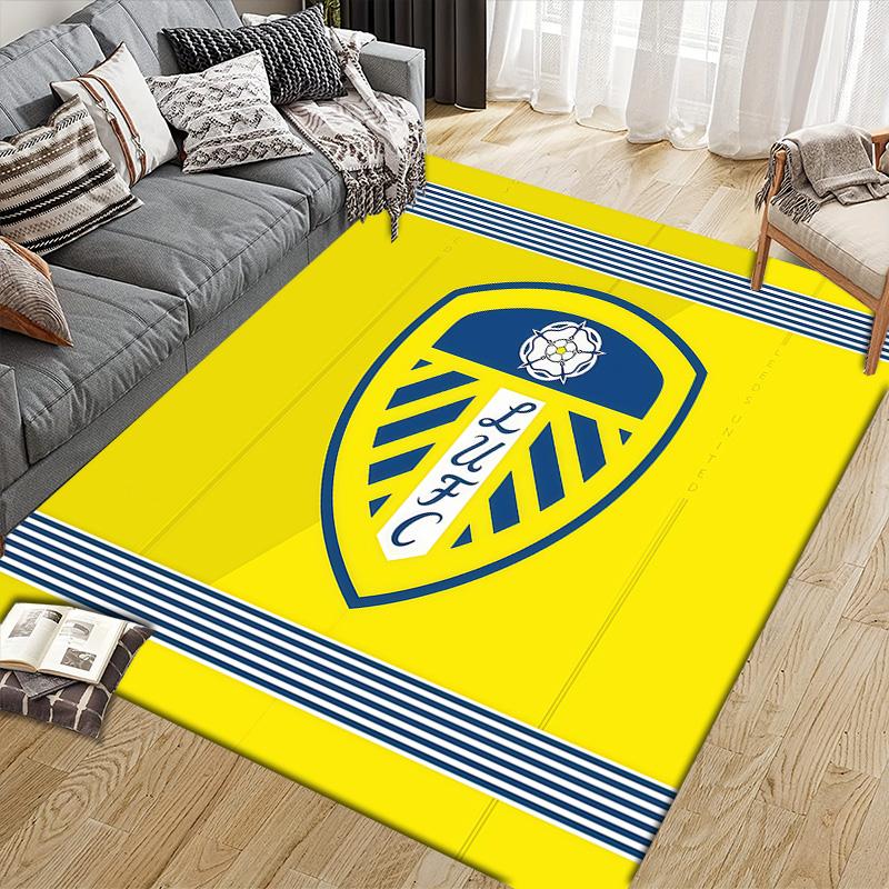 Leeds United Flannel Pattern Square Carpet,Area Rug,Carpet Rug for Living Room Bedroom Sofa Playroom Decor,Non-slip Floor Mat