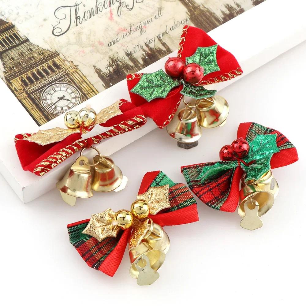 

8шт Рождественские елочные украшения банты колокольчики 4 типа микс DIY Рождественские елочные банты украшения для рождественской/свадебной вечеринки Mixed Size