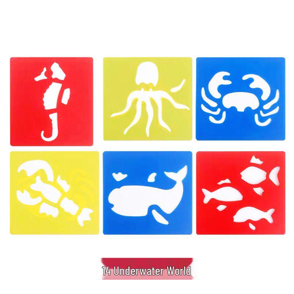 PP Kids' Painting & Drawing Stencil Set - Hollow Plastic Outline Templates for Beginners