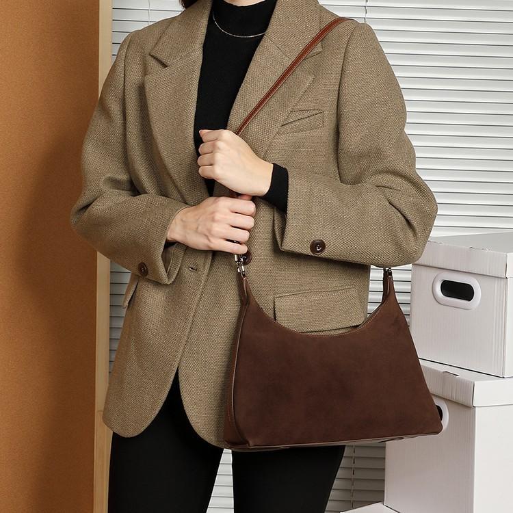 Frosted Texture Underarm Bag Vintage Genuine Leather Commuter Women's Bag 2025 New Single Shoulder Tote Bag Versatile Casual Women's Bag