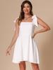 Allegra K Women's Square Neck Tank Casual Dress, Sleeveless Smock Dress, White, Size M