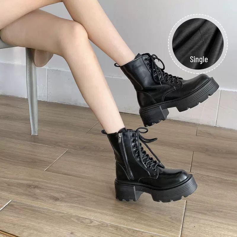 

Women s Thick-Soled Height-Increasing Martin Boots - 2025 New Versatile British Style Short Boots for Autumn/Spring 40