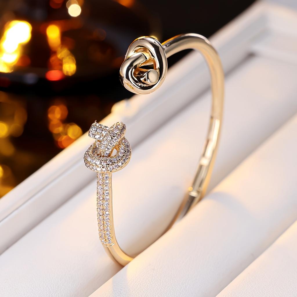 1Fashionable Women's Bracelet Exquisite Pcs Knot-shaped Open Design Inlaid with Sparkling Zirconia Date/Gift/Daily Commute