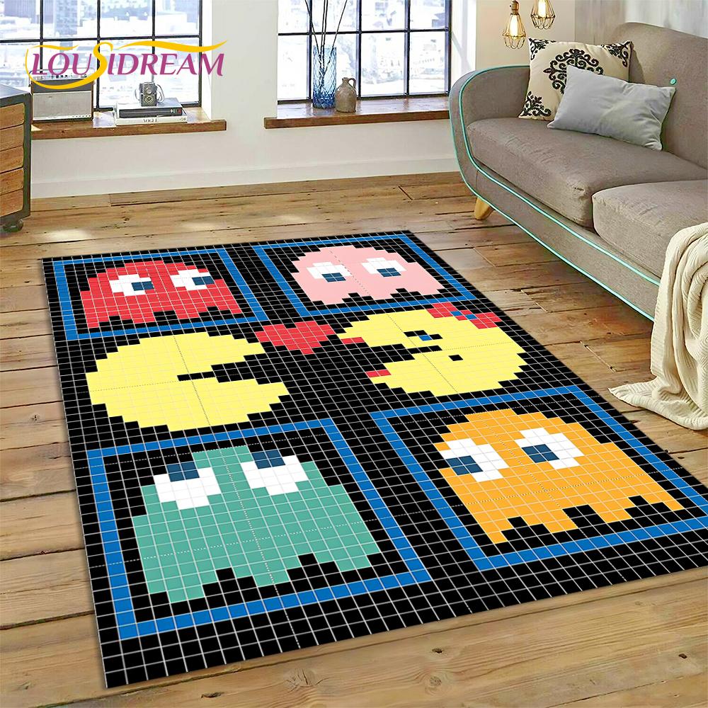 3D Retro Pakkuman Classics Game Carpet Rug for Bedroom Living Room Home Sofa Decoration,Children Game Large Decor Floor Mat Gift