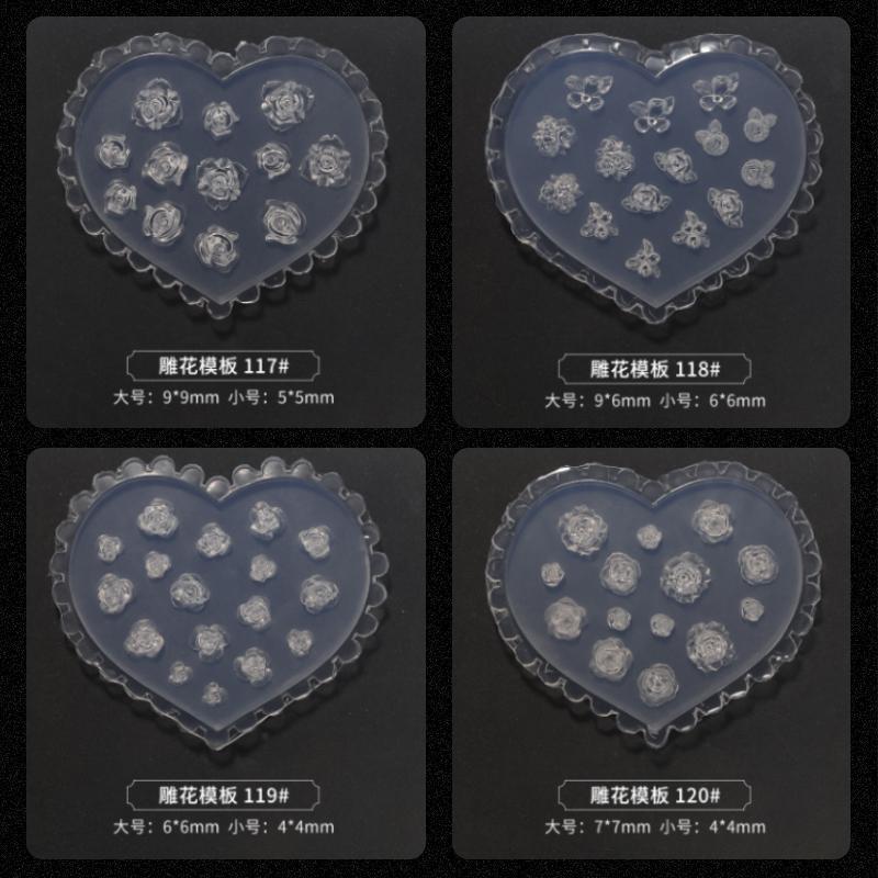 3D Nagel Schnitzen Silikon Transparent Vorlage Form Nagelkunst DIY Handgemachtes Werkzeug Kleine Perlen Polymer Clay Form Maniküre Dekor