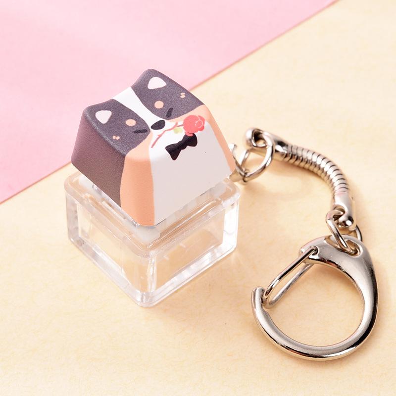 Cute Cat Dog Pendant Stress-Relief Fidget Keychain Mechanical Keyboard Keychain Dog-Themed Clicker Fidget For Backpack Study