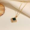 Gold-Plated Retro Emerald Zirconia Necklace for Women - Luxurious & Versatile Clavicle Chain