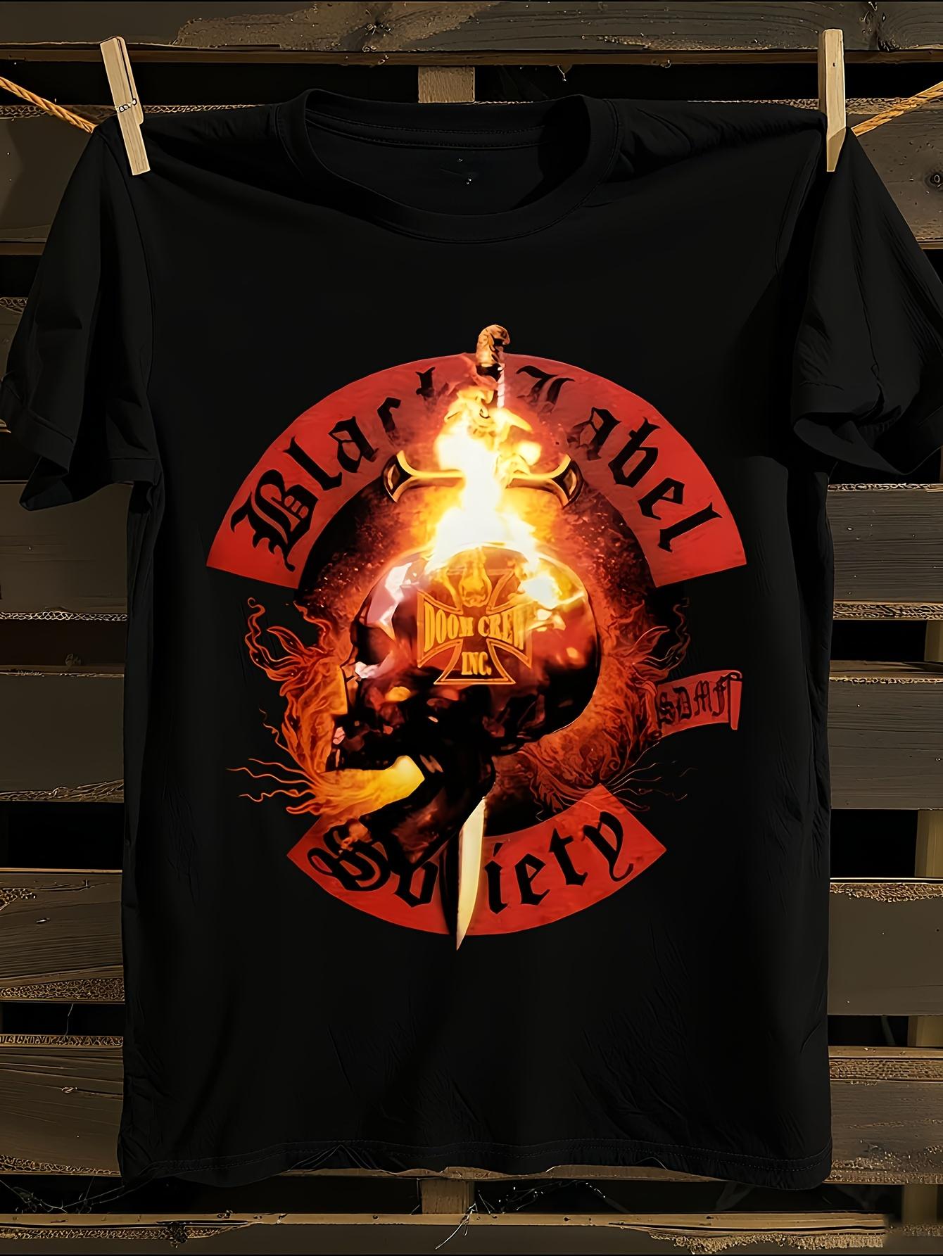Black Label Society Flaming Skull Gothic Lettering Graphi... XXXXL