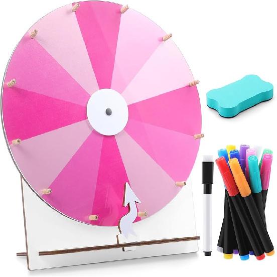 Wedding Game Spinning Wheel 11.4 Inch Erasable Spin the Wheel Game Prize Wheel Spinner with Stand for Wedding Engagement Party Family Games Baby
