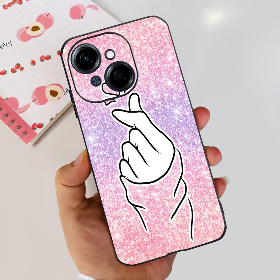 Flower Butterfly Women Fashion Back Cover For Tecno Spark GO 1 Spark GO 2025 Phone Funda Black Matte Soft TPU Silicone