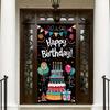 Birthday Door Cover Banner Colorful Cake Balloon Banner Party Decoration Hanging Backdrop for Kids Adults Birthday Celebration Entrance Photography