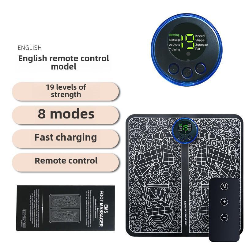 

Перезаряжаемый массажер для ног EMS - портативная микротоковая импульсная подушка 19-speed foot pad English LCD with remote control