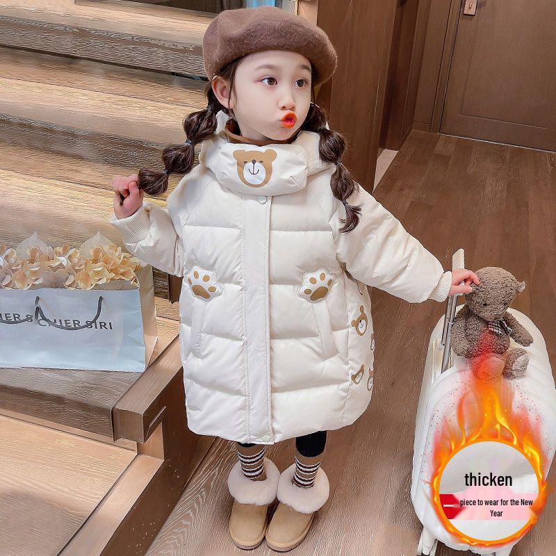 2025 Girls' Trendy Winter Down Coat - Thick Padded Fashion Jacket