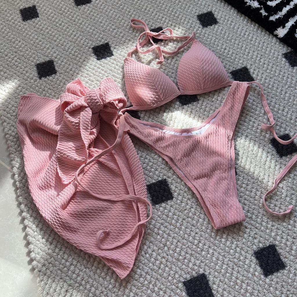 2026 Special Fabric High Waist Sexy Babes Swimsuit Bikini Three-piece Swimsuit Swimsuit