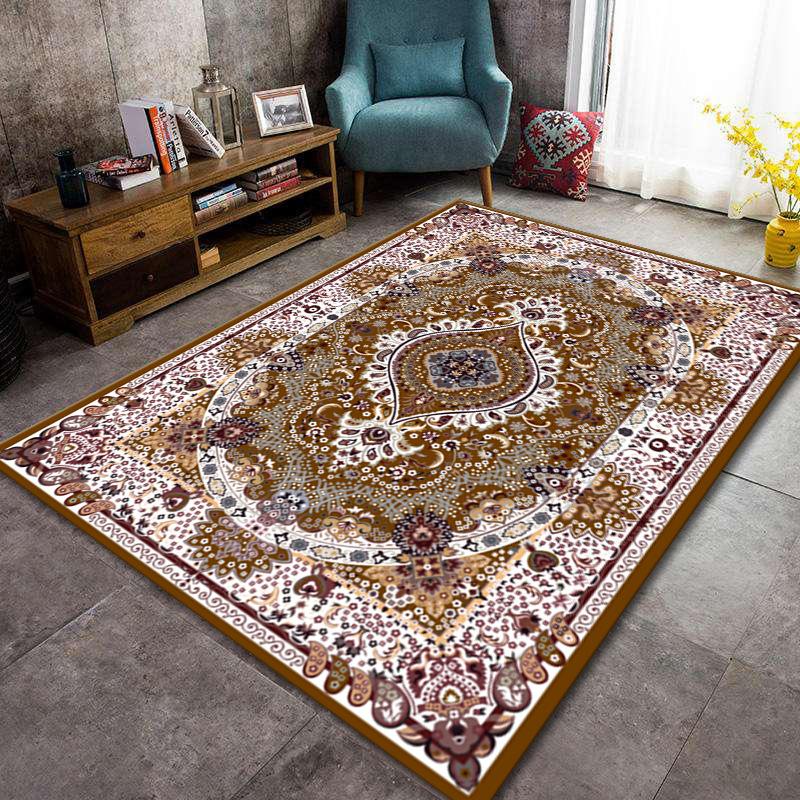 Bosmian Bedroom Splicing Carpet Retro Light Luxury Living Room Coffee Table Floor Mat Turkish Ethnic Style Carpet