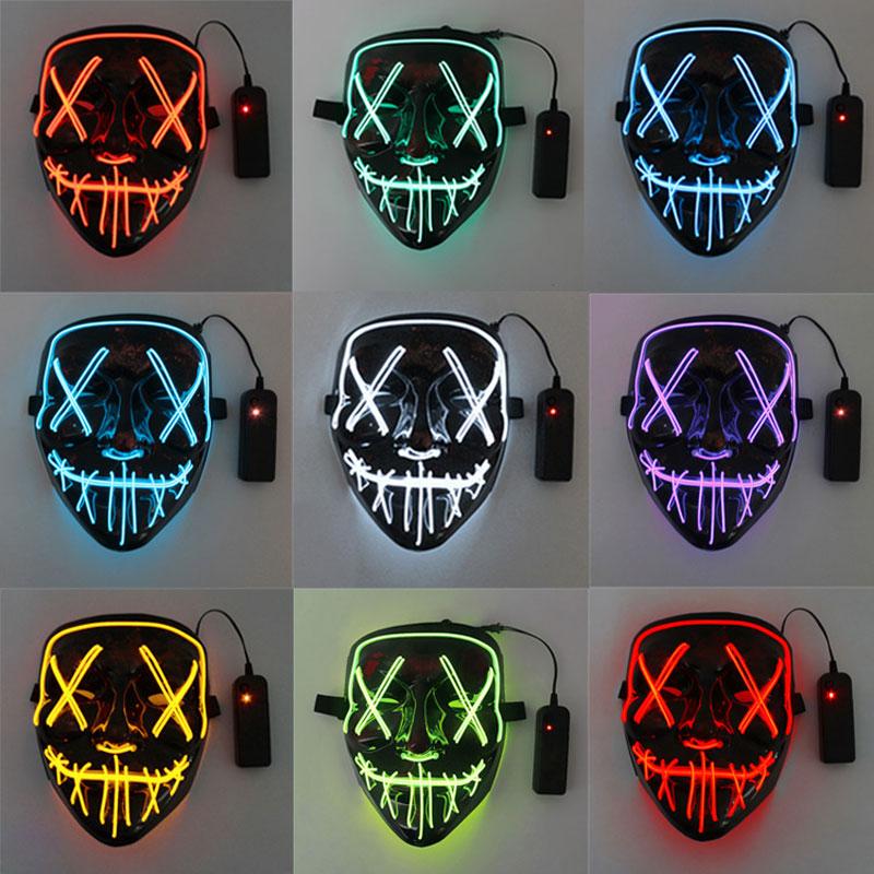 Halloween Luminous Masks Led Scary Glowing Masque Masquerade Party Masks Funny Masks with Lights for Men Cosplay Costume Props