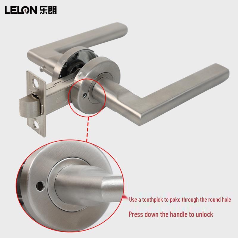 American Style Stainless Steel Privacy Lever Handle Bathroom Lock - Keyless Single Bolt for Room/Toilet Doors