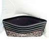Indenya Slim Card Case, Thin, Deerskin Leather with Black and Pink Lacquer, Clematis Pattern, 2530-51-169