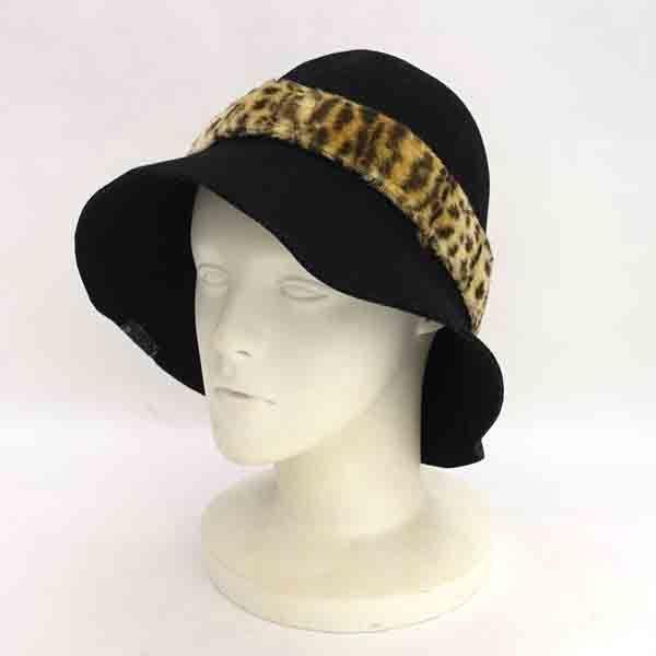 Used NEIGHBORHOOD Hat/NH3204/Black x Leopard print/Size M [Ladies/Girls/LADY/Women/Women] [Hat/Hab/Hat/Cap/Cap] Ladies fashion [Used]