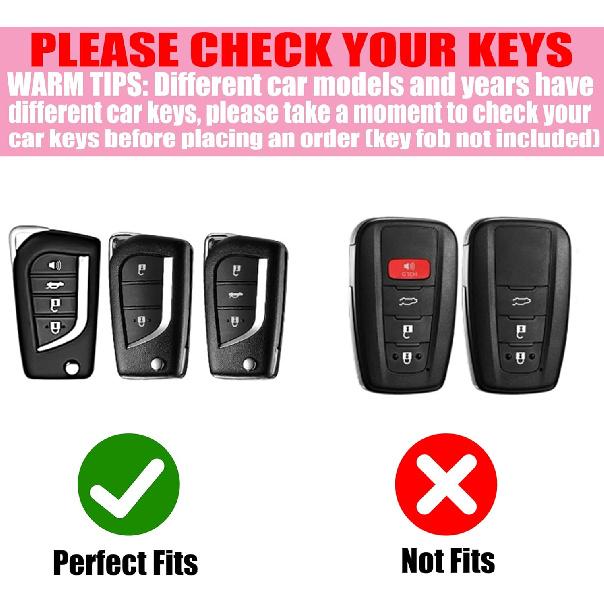 Key Fob Cover with Diamond Keychain, Car Key Holder Compatible with Toyota Avalon Camry Corolla Fortuner Highlander Levin Rav4 Sequoia Sienna Tacoma
