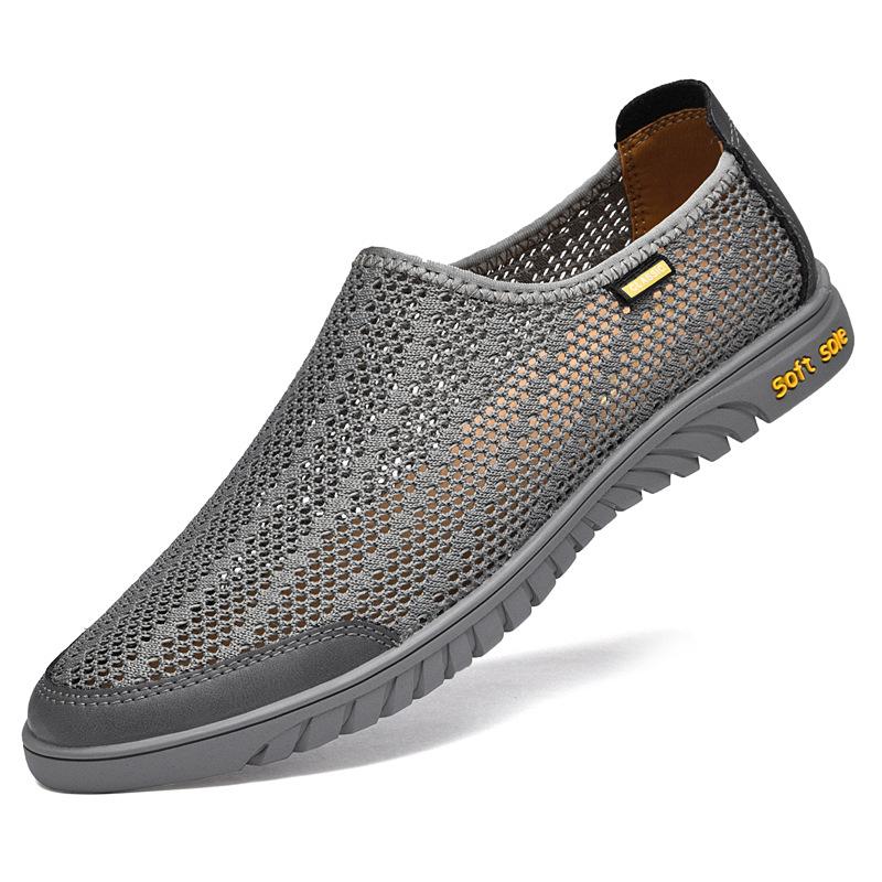 Men's Breathable Mesh & Cowhide Slip-On Loafers