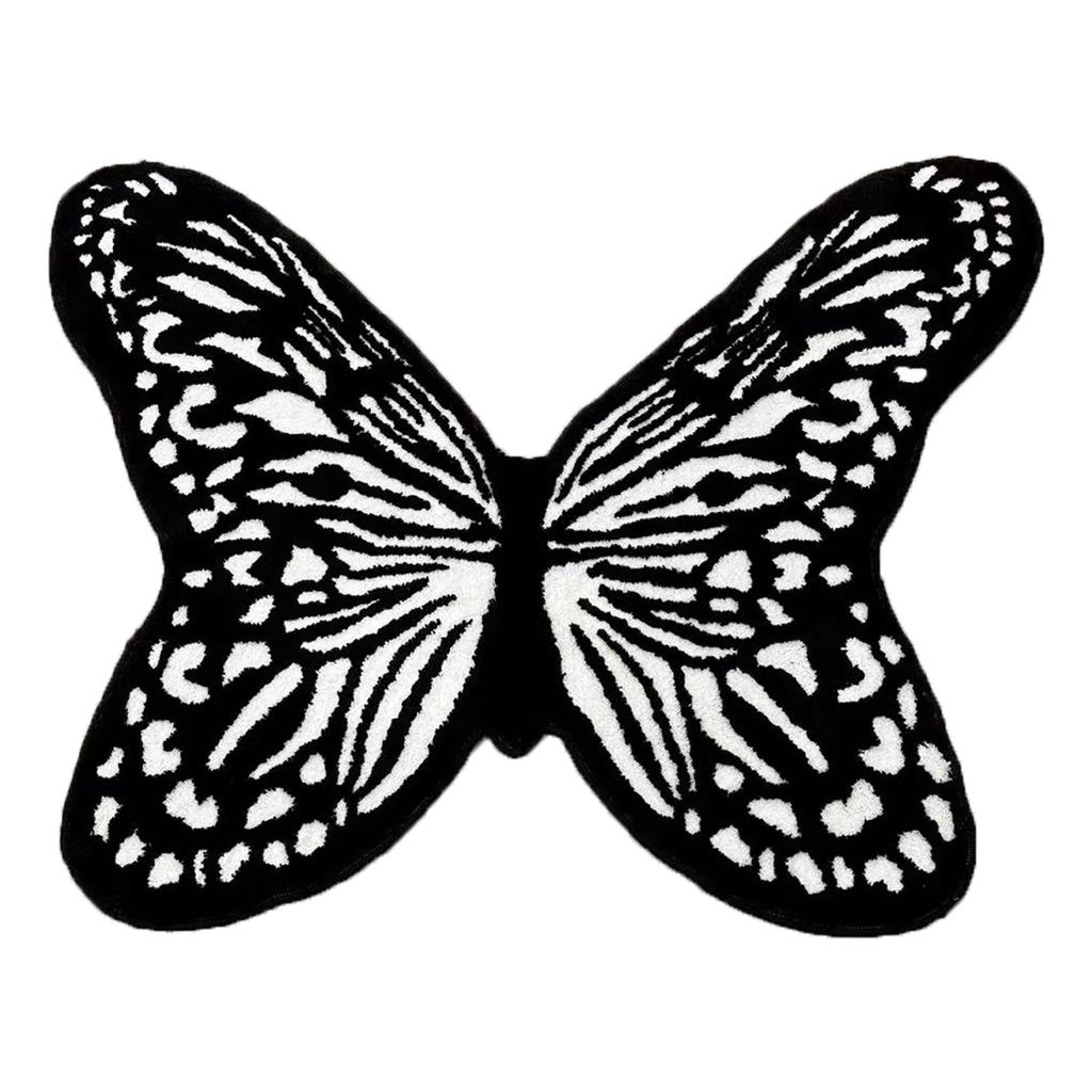Tufted Butterfly Area Rug Bedroom Bedside Rugs Home Decoration Living Room Floor Mat Non-slip and Water Absorbent Bath Carpet