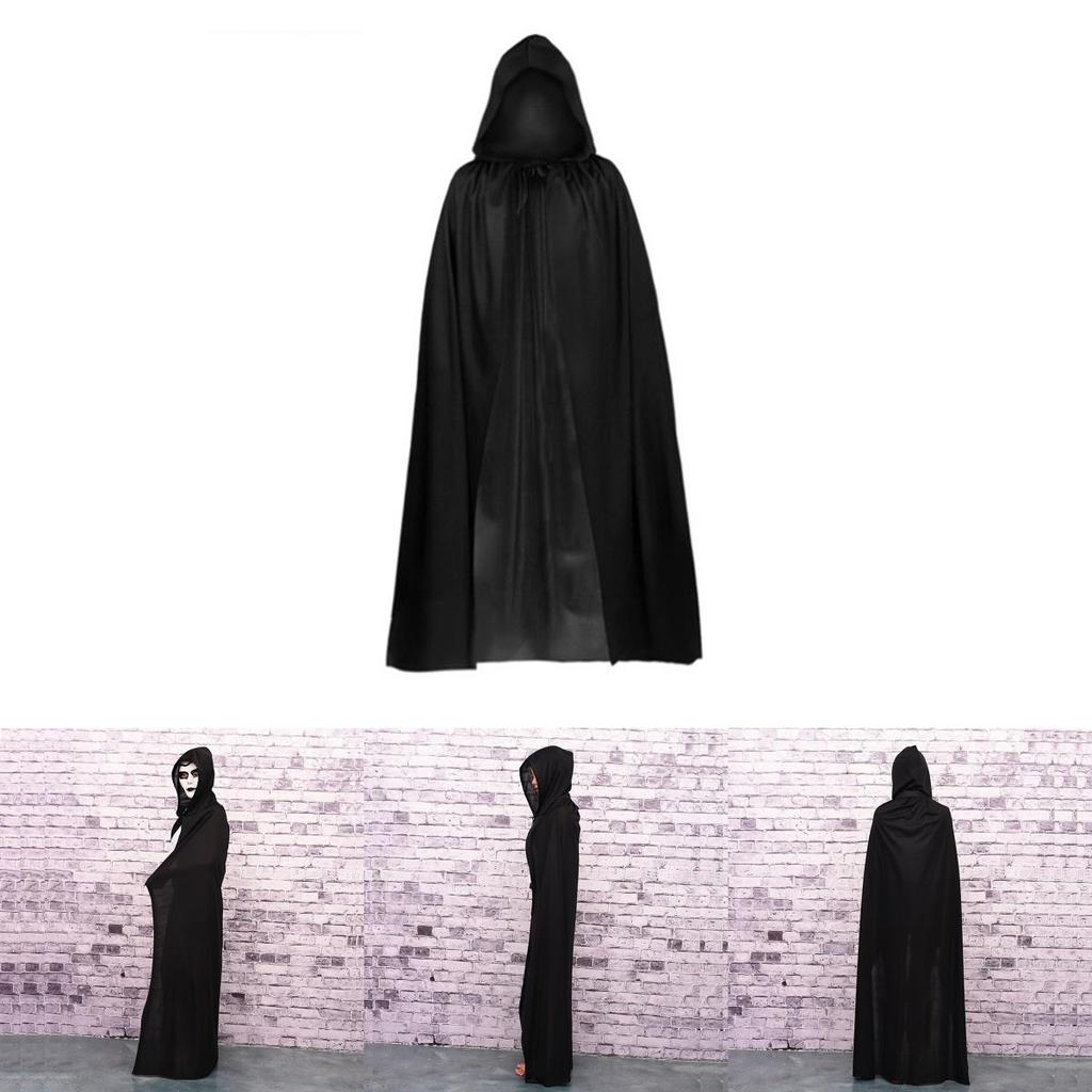 Halloween Cloak Cosplay Grim Reaper Vampire Witch Wizard Robe Party Adult Children Black Cloak Cape