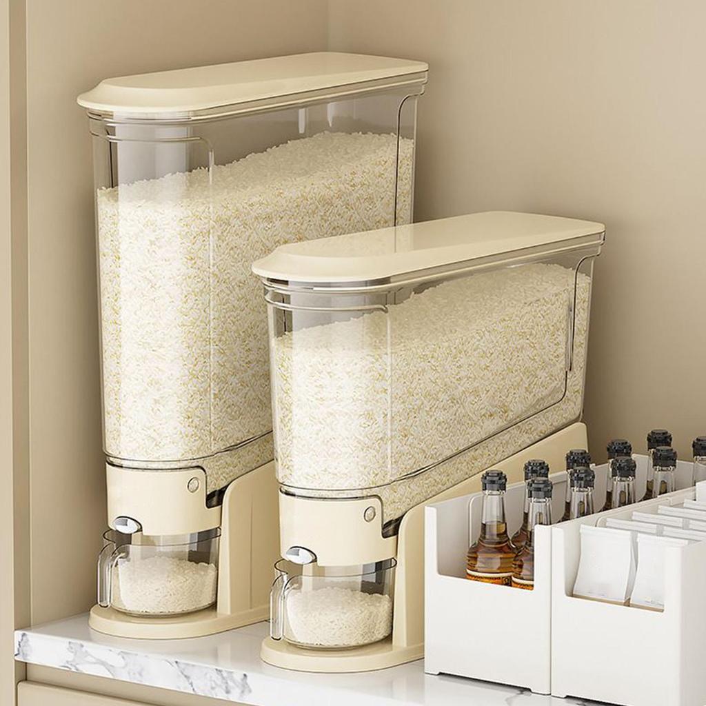 Rice Storage Box Sealed Moisture Proof Insect Proof with Push Food Storage Box Dry Food Rice Dispenser Home Kitchen Storage