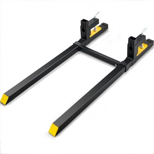 Pallet Forks, 2000 Lbs Tractor Bucket Forks, 60" Total Length Clamp On Pallet Forks with Adjustable Stabilizer Bar, Heavy Duty Pallet Forks for