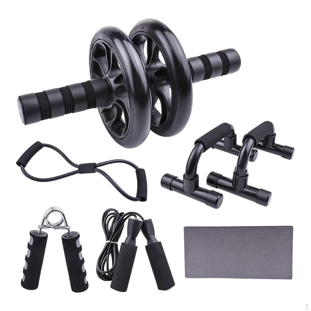 Ab Exercise Bike, 2 Push-up Bars, Jump Rope, Hand Gripper, Resistance Band, Knee Mat, Training