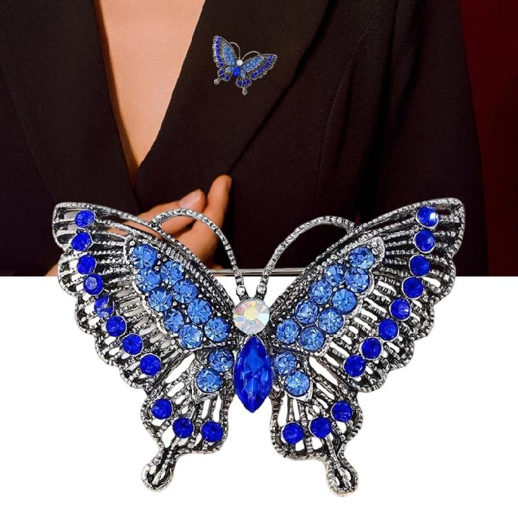 Retro Crystals Butterfly Brooch Sturdy Alloy Jewelry Gifts Accessory for Mothers Day Birthdays Party Dress Decoration