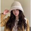 Mixed Color Plush Fisherman Hat for Women Warm Ear Protection  Face Friendly Small Basin Hat  Versatile Striped Knitted Bucket Hat