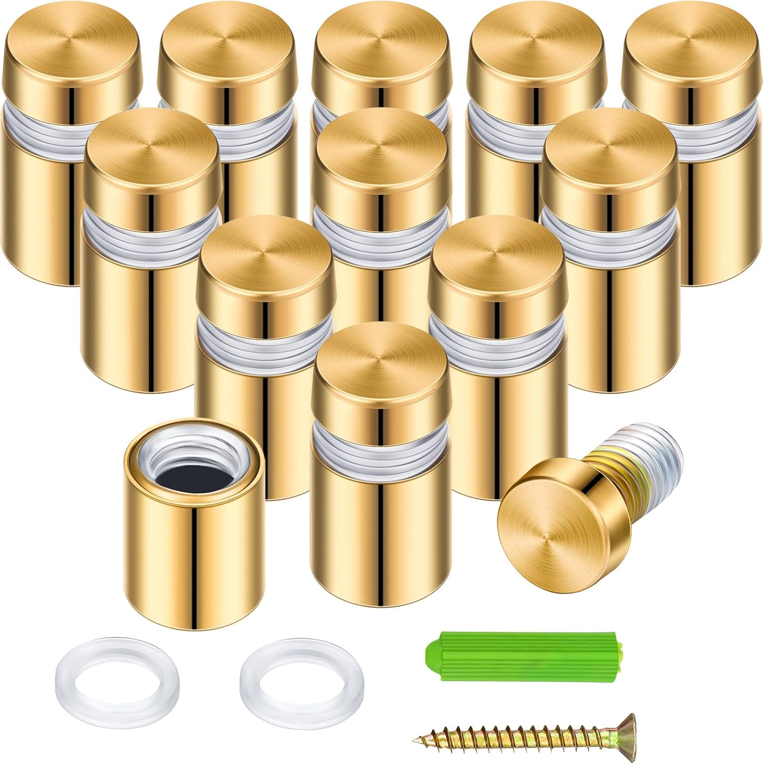 Moxweyeni Stainless Steel Standoff Bolt Screw Advertising Mount Metal Acrylic Sign Quartet Whiteboard Mounting Hardware Gold Motherboard Standoff and 12