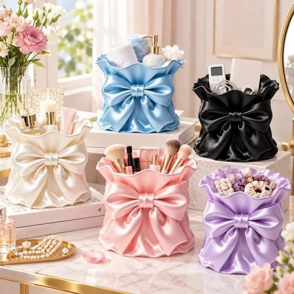 Multi-function Bowknot Storage Box 3D Printed Makeup Brush Storage Case Desktop Organizer  Student