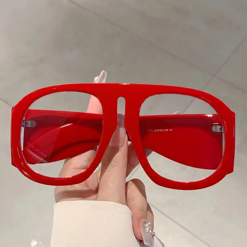 Vintage Oversize Clear Anti-Blue Light Glasses Frame Women New Fashiion Candy Color Pink Yellow Eyeglasses Ladies Elegant Shades