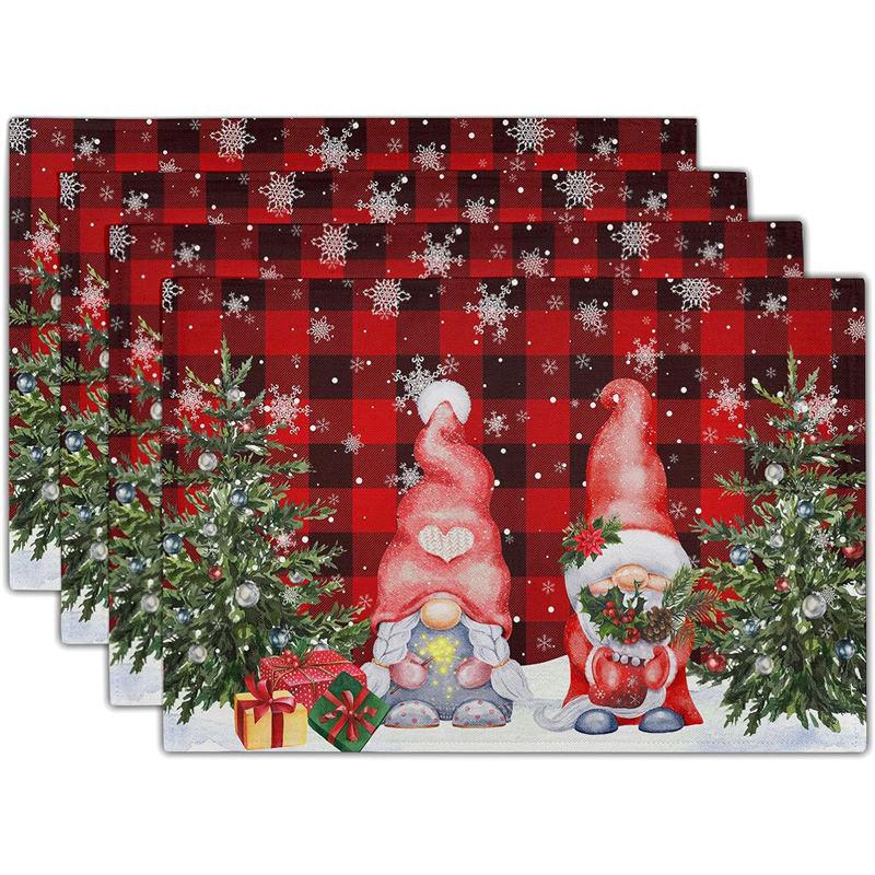 New Christmas Linen Square Placemat - Festive Party Tablecloth Decor, Beautify Coffee Table Mat.