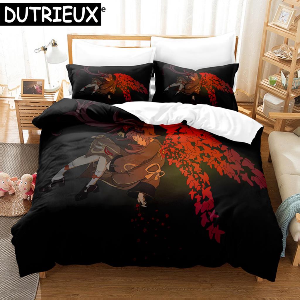 Hu Tao Genshin Impact Game 3D Duvet Cover Bedding Set Comforter Linen Pillowcases Home Decor Single Double Twin King Queen
