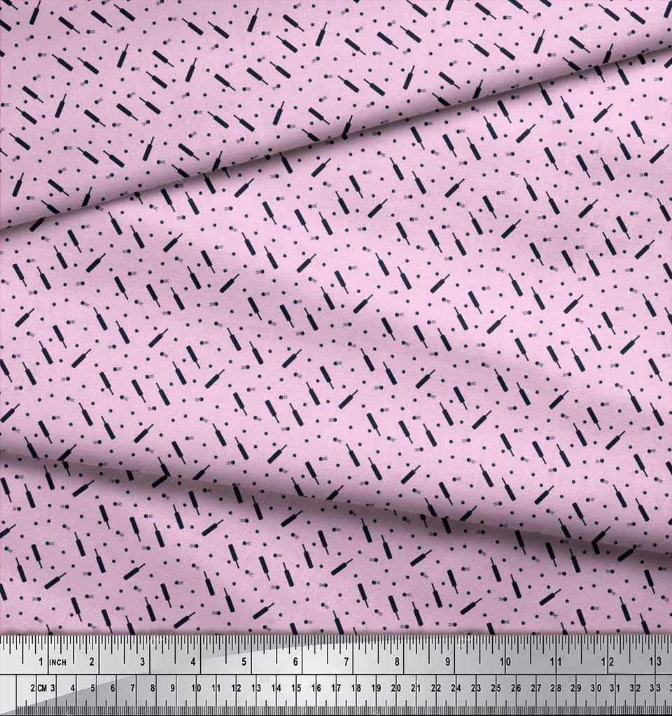 Soimoi Japan Crepe Satin Fabric Cricket Bat & Ball Shirting Print Sewing Fabric metre 42 Inch