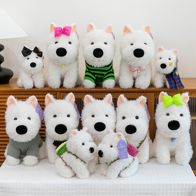 Cute Bow West Highland Dog Doll Backpack Scribbled Puppy Clothes Plush Toy
