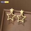 Stainless Steel Earrings New Classic Kpop Sweet Double Stars Temperament Girl's Daily Wear Pendants Earrings For Women Jewelry