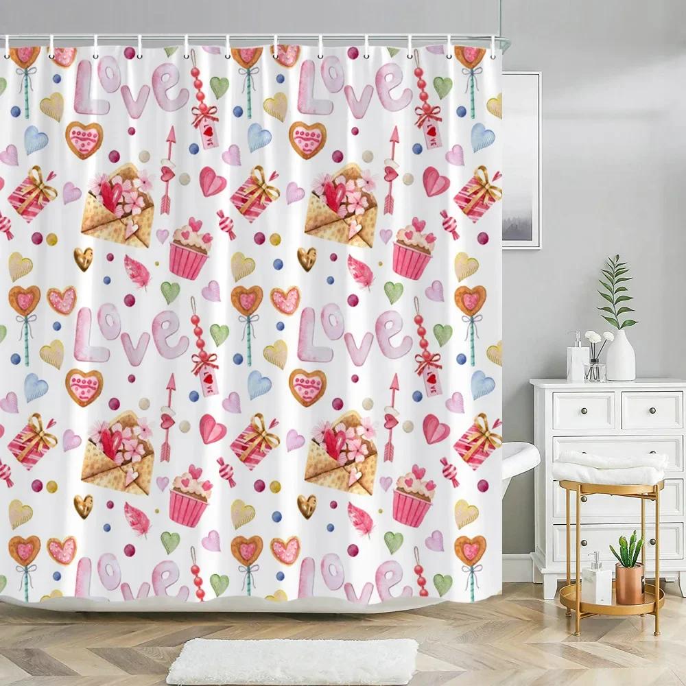 Paris Eiffel Tower Pink Shower Curtain Valentine'S Day Flowers And Butterflies Polyester Washable Bathroom Decor