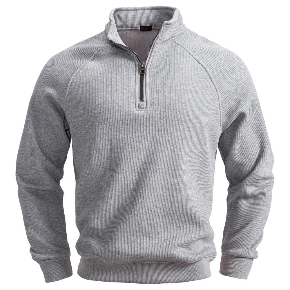 

Fashion Men s Stand Collar Casual Trendy Loose Half Zipper Pullover Sweatshirts Male Clothes Hoodies Tops XXL світло-сірого кольору