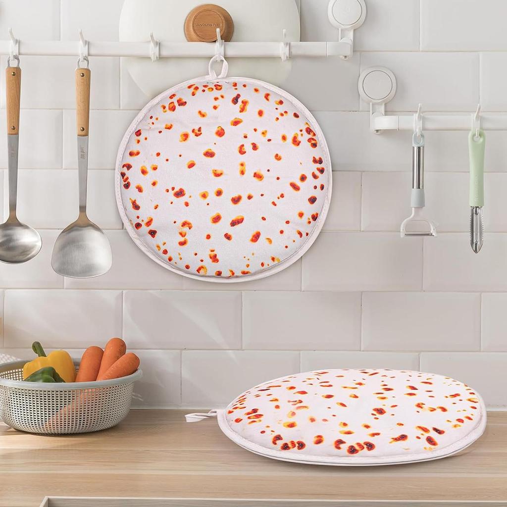 Microwave Tortilla Warmer 12Inch Insulated Cloth Tortilla Bag Naan Taco Food Warmer Pouch for Corn Taco Pizza Roll Home Party